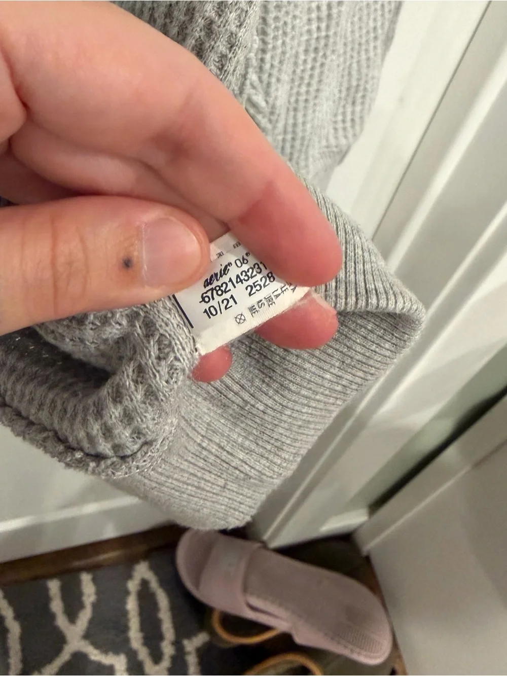 Aerie Light Gray Waffle Crewneck Sweater